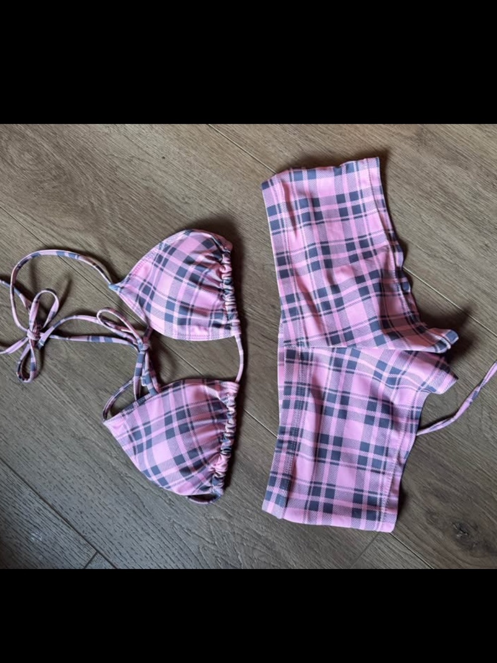 Pink Plaid Bikini Set